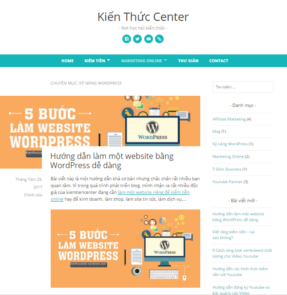 website kienthuccenter wordpress